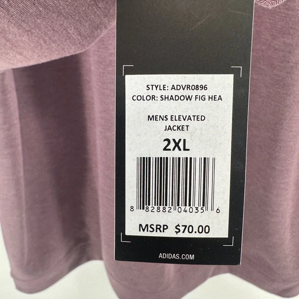 Adidas Elevated Jacket Mens 2XL Shadow Fig Heather Full Zip ADVR0896 NEW